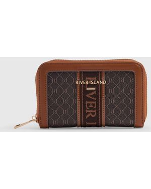 River Island Monogram Webbing Front Purse - Brown