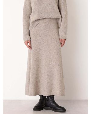 Whistles Wool Textured Midi Skirt - Natural