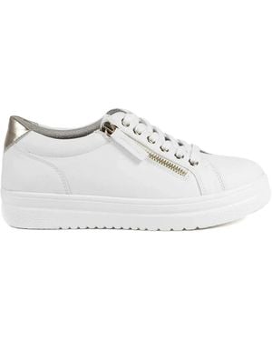Pavers Wide Fit Knitted Zip & Lace Fasten Sneakers - White