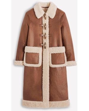 Boden Shearling Duffle Coat - Brown