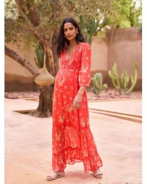 Seraphine Maternity And Nursing Maxi Dress - Red