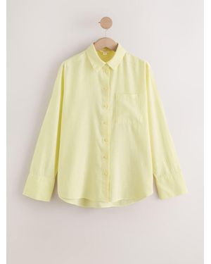 Next Relaxed Long Sleeve Shirt With Linen - Yellow