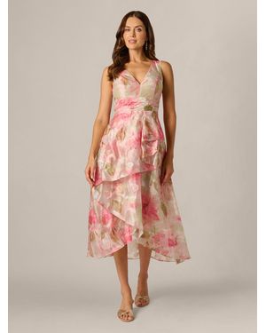 Adrianna Papell Petite Cascade Organza Dress - Pink