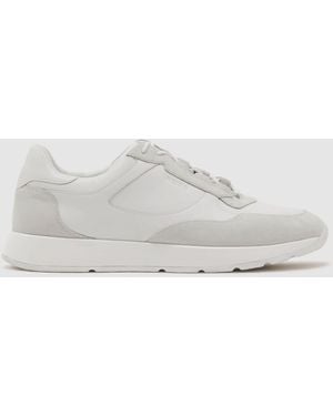 Reiss Bonded-Leather Lightweight Runner Sneakers - White