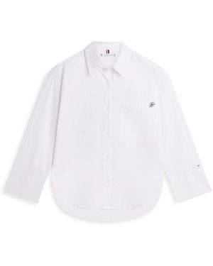 Tommy Hilfiger Oversized Fit Cover-Up Shirt With Linen - White