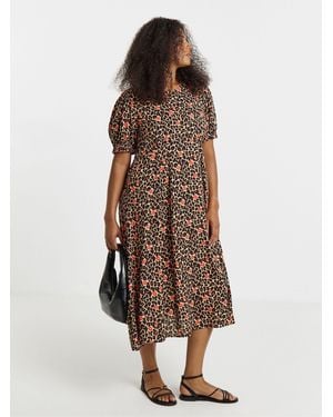 Simply Be Spun Viscose Midi Dress - Brown