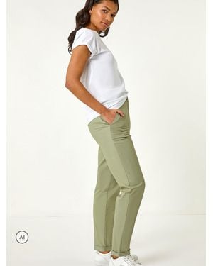 Roman Plain Cotton Chino Pants - Green