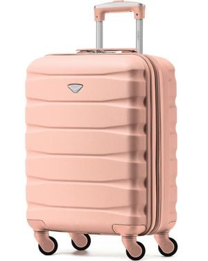 Flight Knight 55X40X20Cm Ryanair Priority 4 Wheel Abs Hard Case Cabin Carry On Hand Luggage - Pink