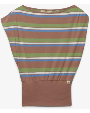 Superdry Deep Rib Stripe Bardot Top - Grey