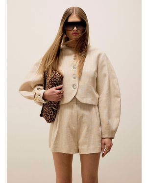 River Island Banana Sleeve Collarless Jacket - Natural