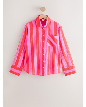Next Entspanntes Langarmhemd Mit Leinen - Pink