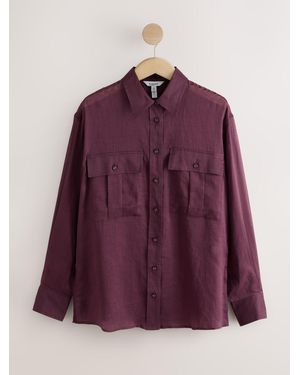 Next N. Premium Sheer Utility Long Sleeve Shirt - Purple
