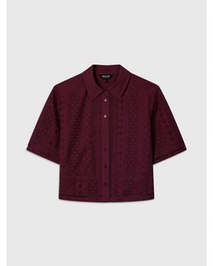Whistles Broderie Cotton Shirt - Red
