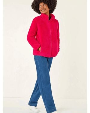 Roman Soft Sherpa Fleece Jacket - Red