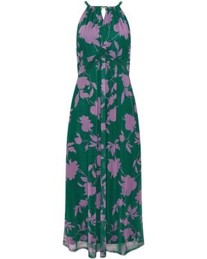 M Com Petite Floral Knot Front Maxi Dress - Green
