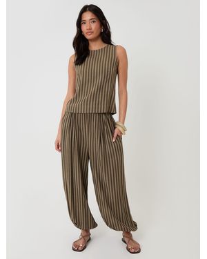 Threadbare Stripe Balloon Trousers With Pockets - White
