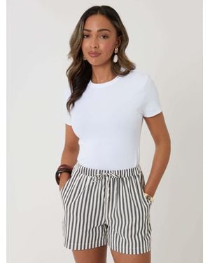 Threadbare Stripe Drawstring Shorts With Pockets - White