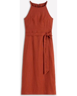 Boden Rosa Halter Linen Midi Dress - Red
