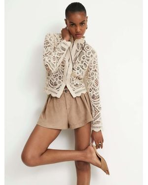 River Island Suedette Flippy Shorts - Natural