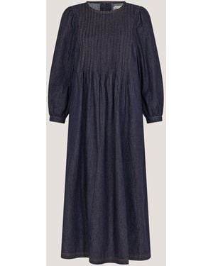 Monsoon Remy Pintuck Denim Midi Dress - Blau