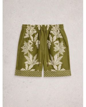 White Stuff Belle Drawstring Linen Shorts - Grün