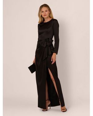 Adrianna Papell Stretch Satin Ruffle Gown - Natural