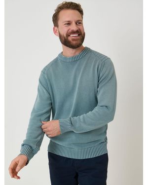 Saltwell Acid Wash Rib Crew Neck Jumper - Blue