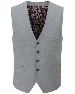 Skopes Chaplin Micro Check Suit Waistcoat - Gray