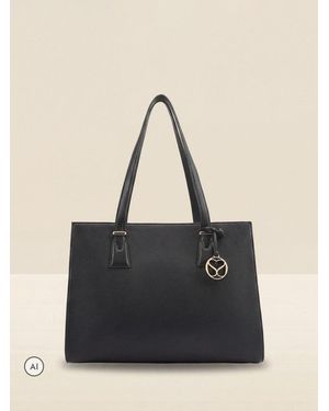 Sosandar Leather Tote Bag - Black