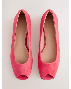 Next Forever Comfort Suede Peeptoe Flats - Pink