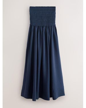 Next Bandeau Shirred Body Midi Dress - Blue