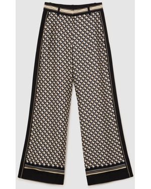 Reiss Carmine Petite Scarf-Print Wide-Leg Pants - Blue