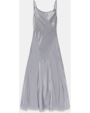 Mint Velvet Metallic Satin Maxi Dress - Gray
