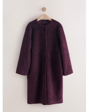 Next Faux Fur Collarless Coat - Purple