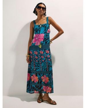 River Island Del Maar Sleeveless Floral Maxi Dress - Blue