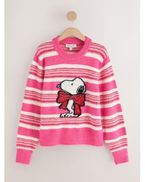 Next Snoopy Christmas Long Sleeve Sweater - Pink