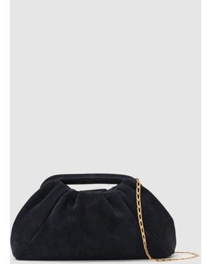 Reiss June Suede Cut-Out Handle Pouch Clutch Bag - Blue