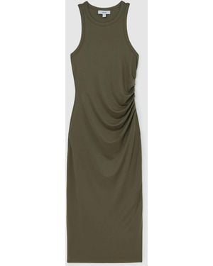 Reiss Jersey Ruched Racer Midi Dress - Green