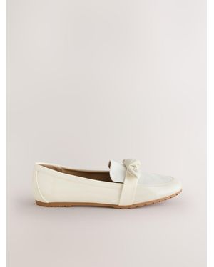Next Forever Comfort Bow Round Toe Loafers - Natural