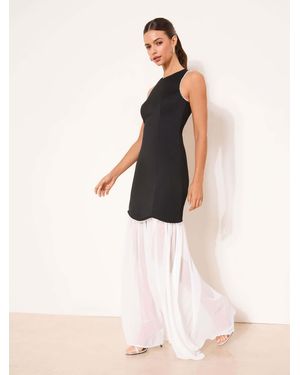 Lipsy Sheer Hem Pearl Trim 2-In-1 Maxi Dress - Natural