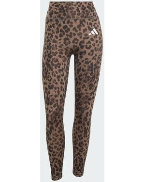 adidas Optime Essentials 3-Stripes Leopard 7/8 Leggings - Brown