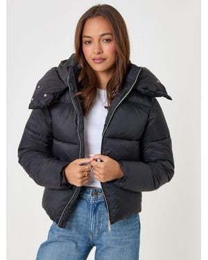 Threadbare Showerproof Funnel Neck Puffer Coat - Blue