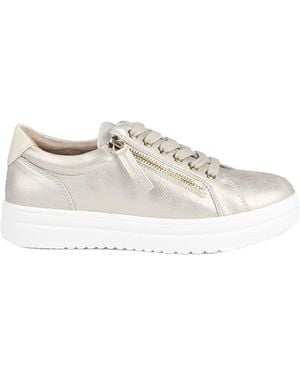 Pavers Wide Fit Zip & Lace Platform Sneakers - White