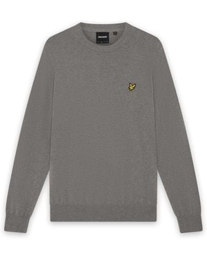 Lyle & Scott Cotton Merino Crew Neck Sweater - Gray