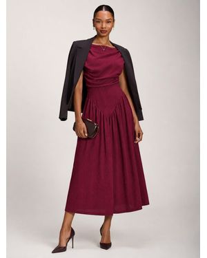 Jolie Moi Cowl Neckline Midaxi Dress - Red