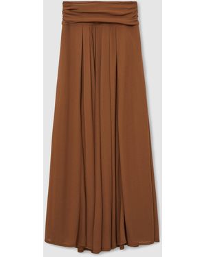 Reiss Jersey Ruched-Waist Maxi Skirt - Brown