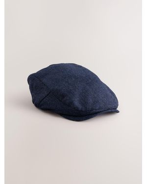 Next Herringbone Flat Cap - Blue