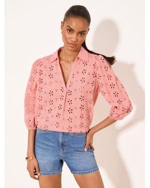 Lipsy Broderie Shirt - Red