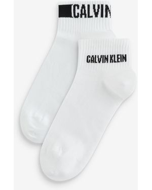 Calvin Klein Logo Stripe Socks 2 Pack - White