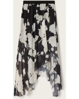 AllSaints Loria Raw Edge Maxi Skirt - Black